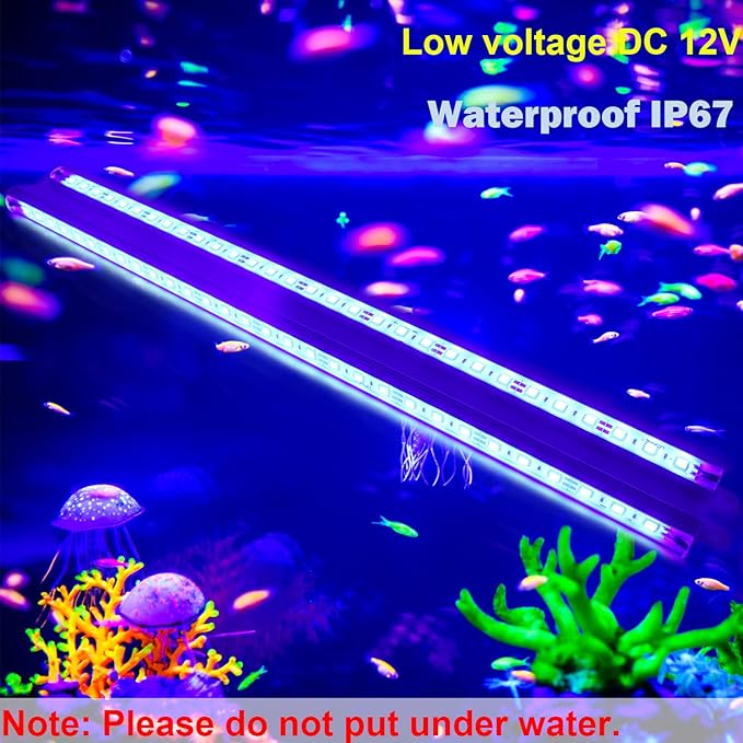 440nm Blue Waterproof LED Grow Light Strips 12V DC Aquarium LED Strip Aluminum Lighting 2 pc 20 Blue Boat Rigid LED Lights Strips Marine LED Lights Bar