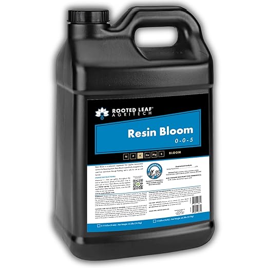 Resin Bloom - Carbon and Potassium Based Flower Finisher Fertilizer for Flowering Plants 100% Nitrate Free with Ginkgo &amp Jasmine - 2.5 Gallon