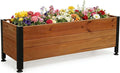 Wooden Rectangular Flower Box with Short Iron Legs Planting Bed for Flowers and Vegetables Suitable for Garden and Balcony. Dimensions: 27.56 * 13.9 * 12.5 inches