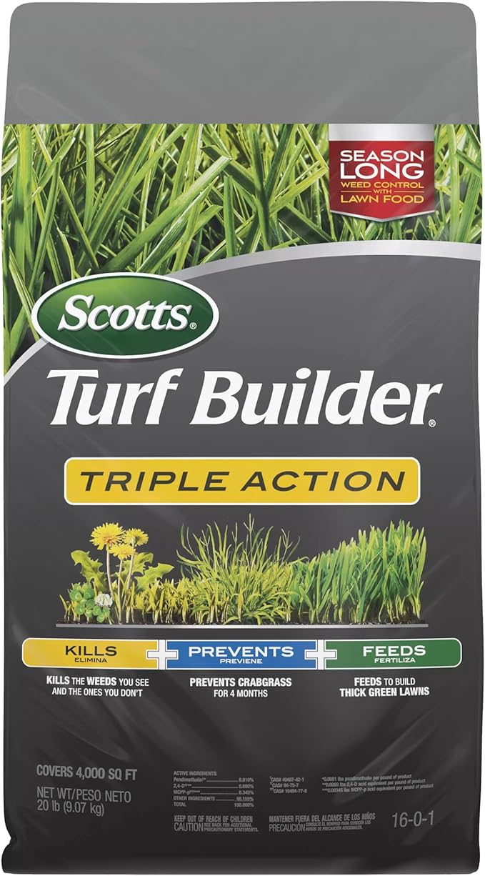 Scotts Turf Builder Triple Action Weed Killer and Preventer Plus Lawn Fertilizer 4000 sq. ft. 20 lbs.