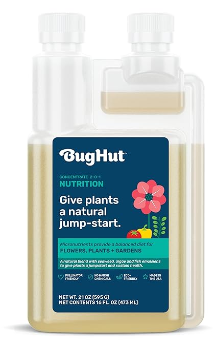 BugHut Nutrition Natural Fish Fertilizer for Plants with Seaweed - Nourishing Plant Food Packed with Micronutrients - Organic Fertilizer for Flowers Vegetables and Indoor Plants - 16 fl oz