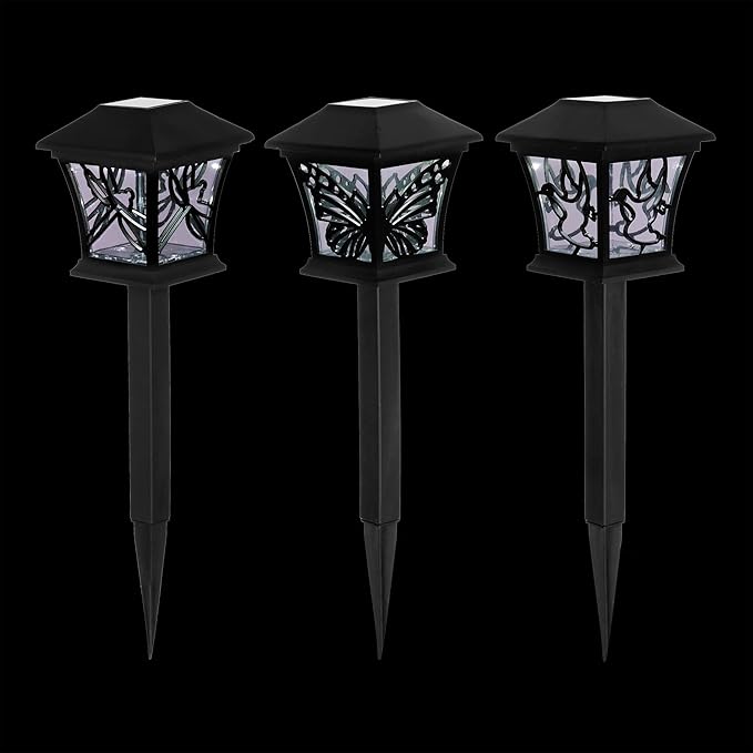 Alpine Corporation Solar-Powered Nature Inspired Pathway Lights 3-Piece
