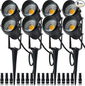 5W Low Voltage LED Landscape Lights12V/24V AC/DC Landscape LightingOutdoor Lawn Tree Flag Spotlights with Spike StandIP65 Waterproof Garden Pathway Lights (8 Pack Warm White with Connector)