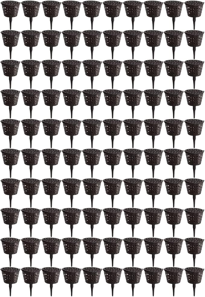100PCS Bonsai Fertilizer Cups Plastic Fertilizer Mesh Basket with Lid Planting Fertilizer Net Pot Garden Nutrition Box Tools for Succulents and Orchids (Small Size with Lid)