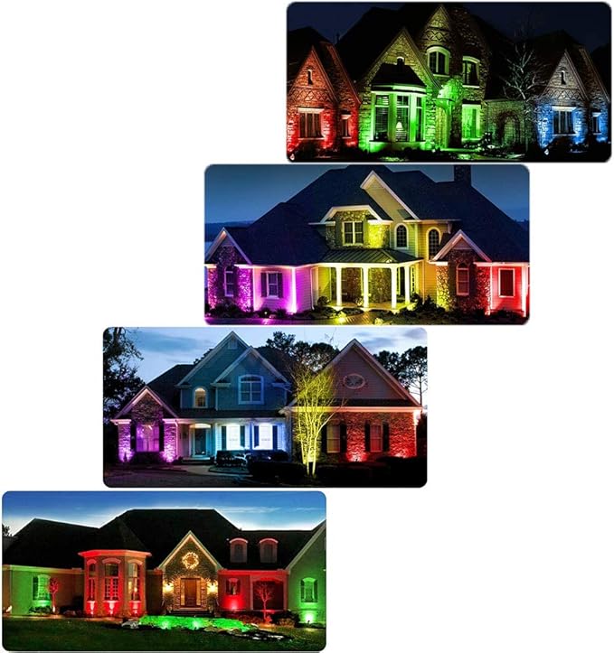 Pack of 2 Outdoor LED Landscape Lights Waterproof Spotlight with Spike Stand and Plug for Driveway Outdoor Lawn Lighting Flood Garden Yard (6W Plug RGB)