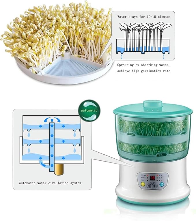 Bean Sprouts Machine Fully Automatic Seed Sprouting Kit Small Smart Large-Capacity Yellow Mung Bean Sprouts Cultivating and Planting Machine for Household-1/