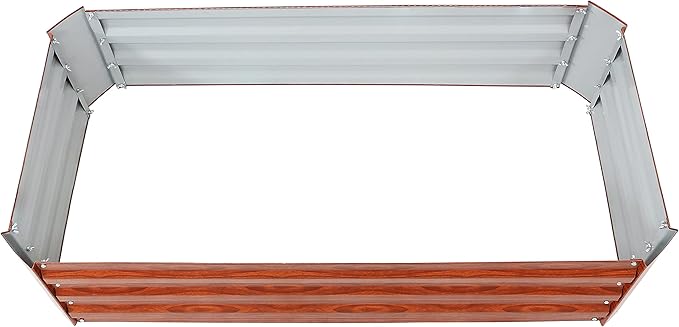 Sunnydaze 48-Inch Galvanized Steel Raised Garden Beds - Rectangle Planter for Vegetables and Flowers - Woodgrain - Set of 2