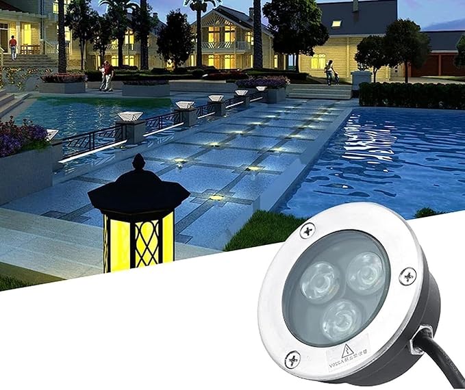 2PCS Outdoor LED Spotlight - Ultra Slim 3W LED Outdoor Recessed Spotlight IP67 Waterproof Outdoor Buried Light Ground Recessed Lawn Spotlight Landscape Garden Lamp(Yellow220V)