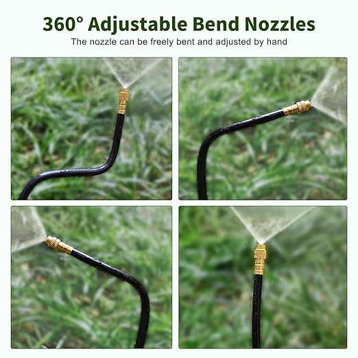 60FT Drip Irrigation System Automatic Garden Watering Kit with 360° Bendable Hose &amp 20 Adjustable Nozzles Water Pressure Powered Sprinkler System for Greenhouse Lawn GardenYard &amp Plants