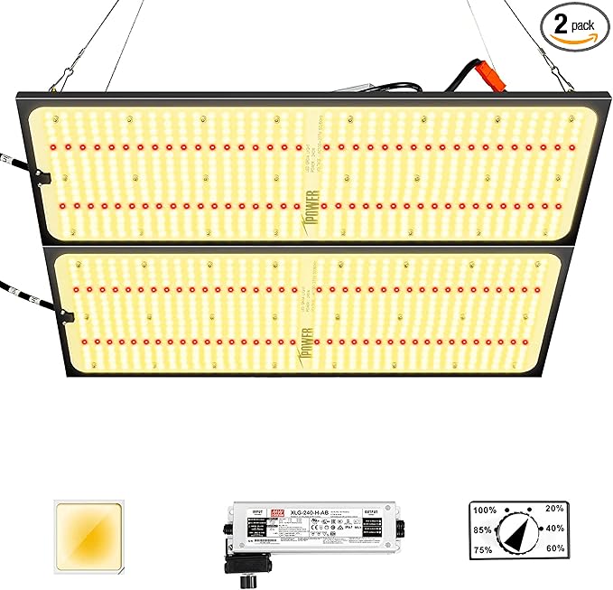 iPower 2025 2Pack LED Grow Light 3000W Full Spectrum Plant Lamp with Samsung LM301D Diodes &amp MeanWell Driver Dimmable for 2x4/3x4 for Indoor Plants Seedling Flower Veg