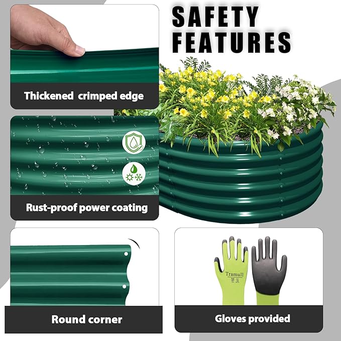 2 Packs 8x3x1.5FT Galvanized Raised Garden Bed Kit Oval Metal Ground Planter Box Outdoor Bottomless Planter Raised Beds for Vegetables Flowers Herbs Fruits Green