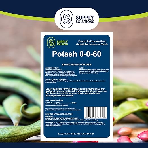 Supply Solutions Muriate of Potash 0-0-60 Fertilizer - High Potassium Fertilizer for Lush Crops &amp Blooms Ideal for Acidic Plants (5lbs)