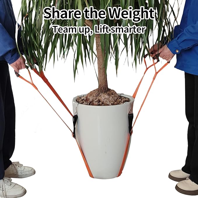 Potted Plant MoverPlant Lifting Straps for Garden Flower Pots PlantersRocks TreesEasily Lift and Move Heavy Items Up to 250 Pounds Large SizeOrangePatent Pending