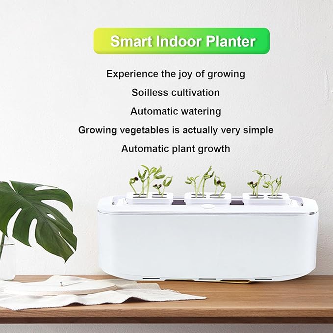 Self Watering Planter Hydroponics Growing System Smart Indoor Garden Planter Automated Soilless ABS Construction for Home Flower Vegetable Balcony Windowsill