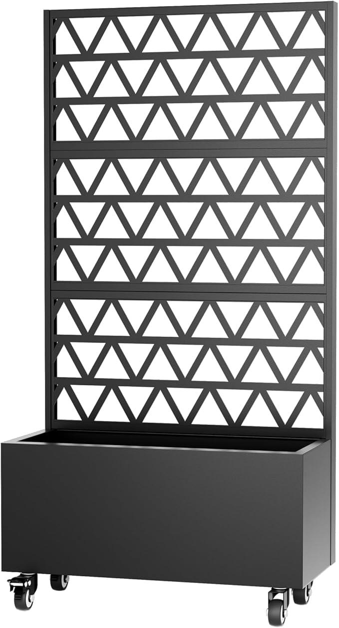Raised Planter with Trellis Rust-Resistant Galvanized Steel Outdoor Planter on Wheels Tool Free Assembly 4-in-1 Mobile Garden Bed for Patio Black