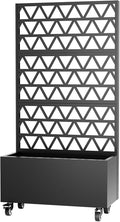 Raised Planter with Trellis Rust-Resistant Galvanized Steel Outdoor Planter on Wheels Tool Free Assembly 4-in-1 Mobile Garden Bed for Patio Black