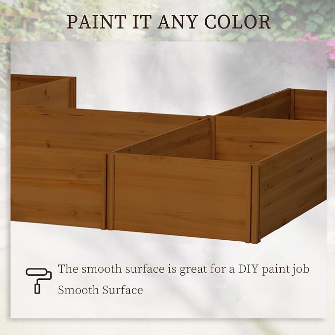 Outsunny 7.5x7.5ft DIY Raised Garden Bed Large Wooden Planter Box with 5 Compartments for Outdoor Plants Vegetables Flowers Herbs Easy Assembly Brown