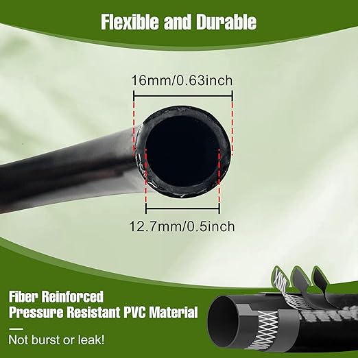 100FT 1/2 Inch Drip Irrigation Tubing with 10 Pack 1/2 to 1/4 Drip Irrigation Fittings Drip Line Hose &amp Push-to-Fit 3-Way | 4-Way | 6-Way Splitter Connectors for Drip Irrigation System