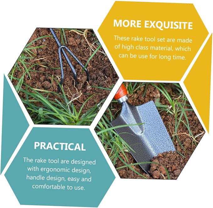 Garden Tool with Ergonomic Handles Lightweight Planting Shovels and Rake for Flower Beds and Outdoor Gardening Polished Edges for Easy Digging and Soil Loosening