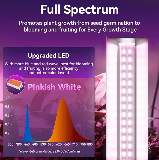 6 Pack 3FT Plant Grow Light T8 Pinkish White Full Spectrum with ON/Off Switch &amp Timed FunctionAluminum Reflector LinkablePlant Growing Lamp Fixture for Greenhouse Indoor