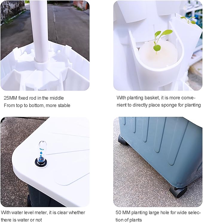Vertical Hydroponic Grow Tower Garden Vertical Vegetable Planting System Large Herb Garden Lettuce Tomato Vegetable Herb Outdoor Indoor Growing System