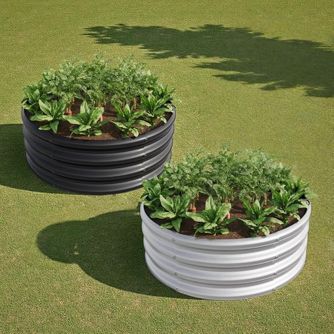 Heavy-Duty Galvanized Steel Raised Garden Bed for Vegetables Flowers Herbs and Fruits – Rust-Resistant Outdoor Planter Box (2PCS Silver with 32.08x11.4 inches)