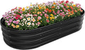 Galvanized Raised Garden Bed Kit Galvanized Planter Raised Garden Boxes Outdoor Oval Metal Raised Garden Beds for Vegetables (Black)