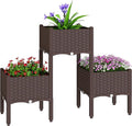Outsunny Plastic Raised Garden Bed with Legs Self Watering Elevated Planter Boxes with Drainage Holes and Plugs Easy Assembly Outdoor Planter Box for Patio Yard Balcony Vegetables Flowers Herbs