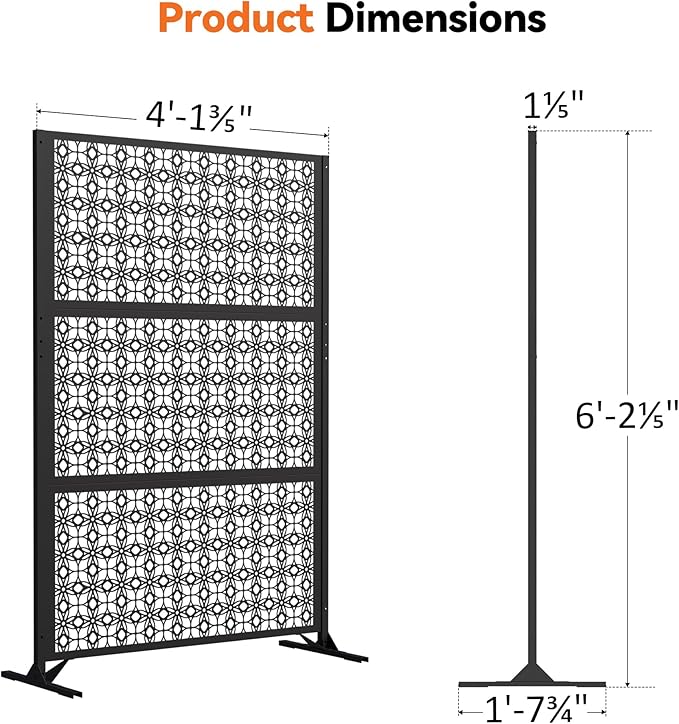 Modern Shade 4x6 FT Metal Privacy Screen with Artistic Modular Designs Decorative Patio Privacy Fence &amp Garden Divider Freestanding Outdoor Metal Fence Panel Weather-Resistant (Petal Weave)