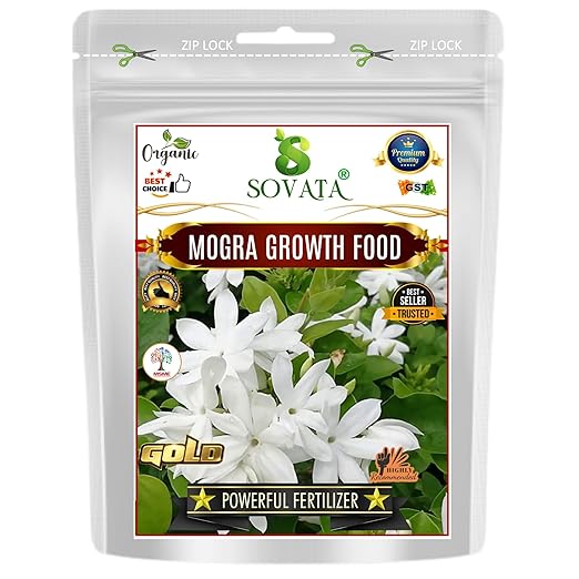 Sovata® Mogra Growth Food Powerful Organic Fertilizer for fast growth and heavy flowering of Mogra Plant. (400 gm)
