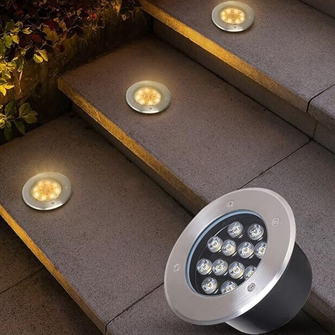 Outdoor Landscape Spotlights LED Buried Lights - Outdoor Landscape Lights AC 85-245V Round Ground Illumination Path Light IP67 Waterproof Embedded Ground Spotlight Flo