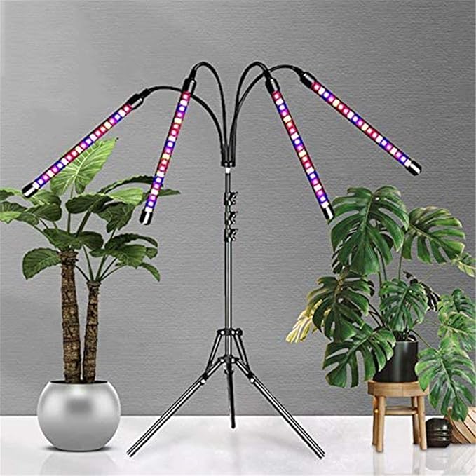40W LED Full Spectrum Grow Lamps with Bracket Dimmable Greenhouse Flower Adjustable Floor Plant Growing Lights with Timer