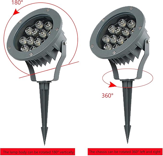 Kiven Outdoor Landscape LED Lighting 12W Waterproof Plug-in Garden Lights COB Led Spotlights with Spiked Stand for Indoor Outdoor Wall Lighting Lawn Decorative Lamp Floor Spot Lights Warm White