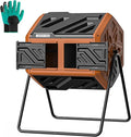 THEGROW'ING Updated 43 Gallon Compost Bin Outdoor Fast Assemble Tumbling Composter Dual Chamber Composter Tumbler Rotating Compost Bin for Outside Backyard Garden and Yard Orange