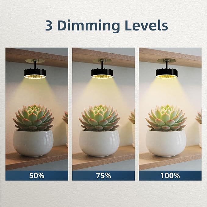 LED Grow Light for Indoor Plant4300k 40wFull Spectrum Plant Light for Indoor GrowingGrow Lights for Seed Starting with Fan3 Levels Dimmable and Auto On Off 2 4 8 12 Hrs Timerfor Succulents3 Pcs