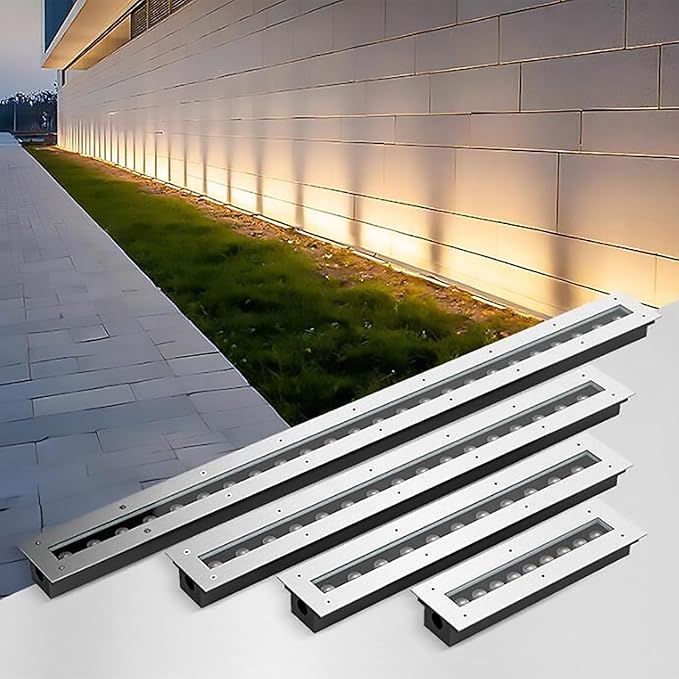 Ground LED Landscape Lights - AC-220V Outdoor Buried Rectangle Ground Decorative Lights IP67 Waterproof Recessed Spotlights Outdoor Buried Light Recessed Spot Light(Blue18W1000MM)