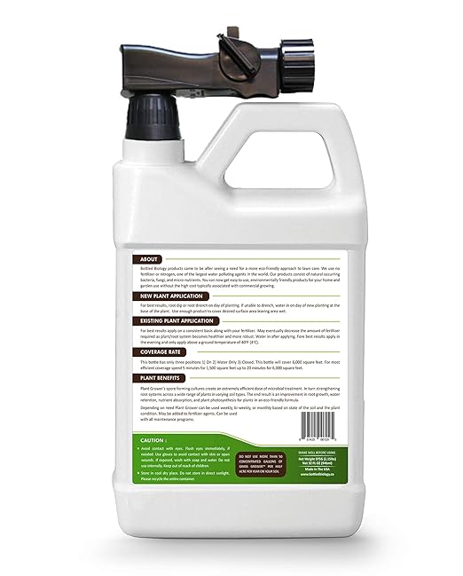 Bottled Biology - Plant Grower - Beneficial Root and Soil Additive Ready to use Non Fertilizer - Any Type - 6000 sq ft Coverage of Liquid Spray On Microbes