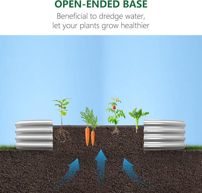 Raised Garden Bed Kit Galvanized Raised Planter Box Outdoor for Vegetables Large Bottomless Metal Raised Bed for Herb Growing Fruits Flower (4x2x1ft)
