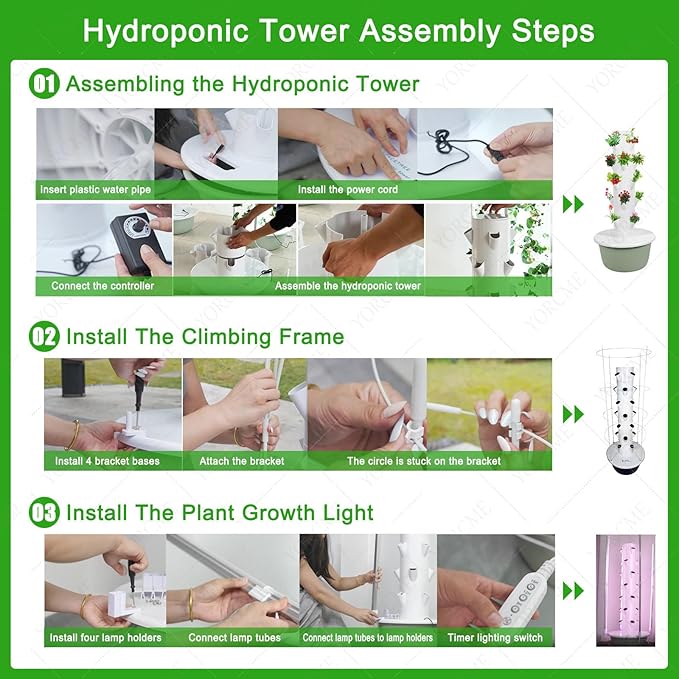 Patio Grow ColumnHydroponic Growing Systems Vertical Hydroponic Tower with Controller Garden Hydroponic Towerfor Indoor and Outdoor Use A(20Pots)