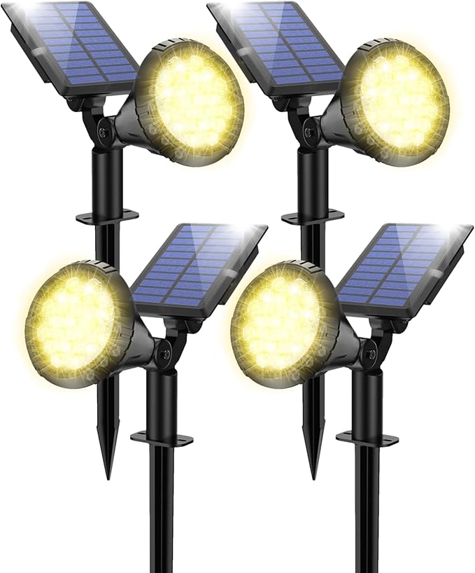 Solar Spot Lights for Outside 21 LED Outdoor Solar Lights for Yard 4 Pack Solar Spotlights Waterproof Auto On/Off for Landscape Wall Garden Pool Tree Pathway and Driveway(Warm White)