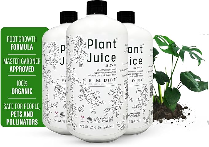 Elm Dirt Plant Juice Organic Fertilizer for All Purpose Plants - Plant Food Indoor House Plants | Liquid Plant Food Outdoor &amp Indoor Plant Fertilizer for Vegetables Succulents &amp Hydroponics