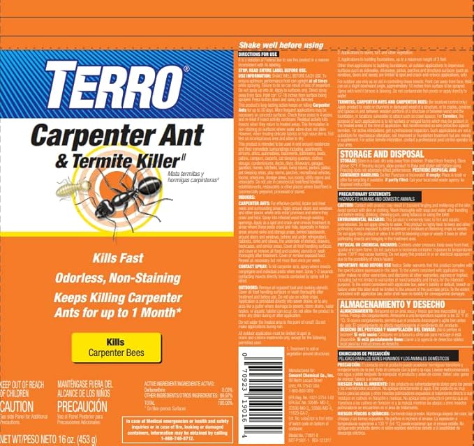 TERRO Ready to Use Indoor and Outdoor Carpenter Ant Termite and Carpenter Bee Killer Aerosol Spray - T1901SR - 2 Pack 32 Total Ounces