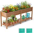 HIPS Elevated Raised Garden Bed with Legs72L x 17.3W x 28.7H Large Outdoor Planter Box with Storage RackAll-Weather Raised Bed Planters with 6 Hooks &amp 2 Non-Woven Liner for Vegetables Flower
