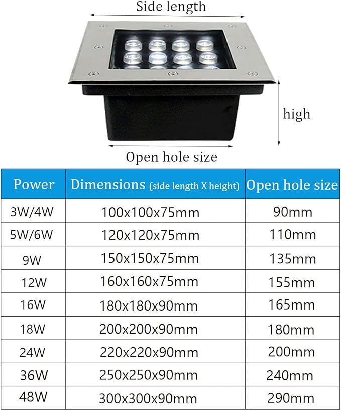 Garden Outdoor Recessed Underground Light IP66 Waterproof AC85-110V Ground Lights for Driveway Pathway Patio Deck Step Landscaping Spotlight