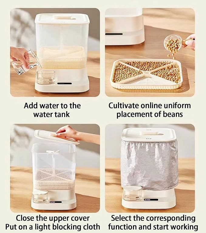 Smart Automatic Bean-Sprouts MachineWater-Circulation Sprayes 3 Layer Large Capacity Seed-Sprouter KitsLed Display Time 1.5l Water Tank Be