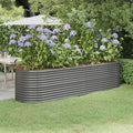 SKM Garden Raised Bed Powder-Coated Steel 116.5x31.5x26.8 Gray (19.1 KG/42.02 LBS)