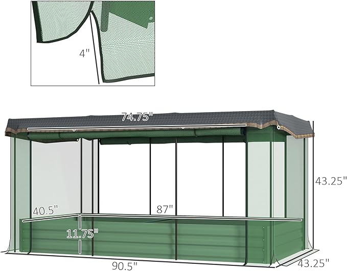 4x8ft Premium Heavy Duty Durable UV-Resistant Garden Shade and Cage Protection System Raised Bed Green Optimal Plant Growth