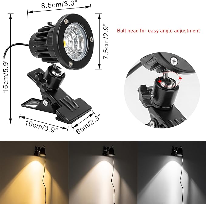 Remote Dimming Waterproof Landscape Clip Spot Light 9.8 Feet Plug in Cord Adjusted Direction Freely for Signboard Fence Indoors Outdoors Focused Light