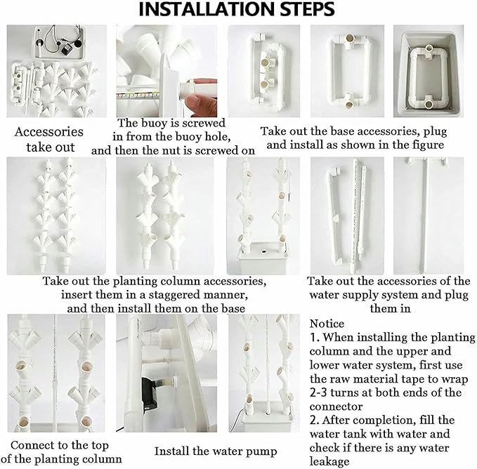 15 Floors 45 Holes Hydroponics Tower Set Hydroponic Vertical Growing System Hydroponic Growing Kit Aquaponics Growing System-*