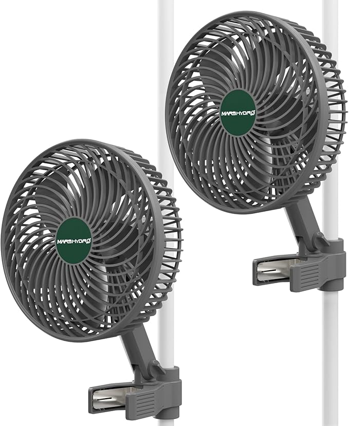 MARS HYDRO Updated 2-Pack M6 Grow Tent Fan A powerful Oscillating Clip Fan with Low Noise for Hydroponic Plants and Ventilation Circulation with convenient APP/WiFi Control.